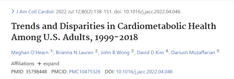 Trends and Disparities in Cardiometabolic Health Among U.S. Adults