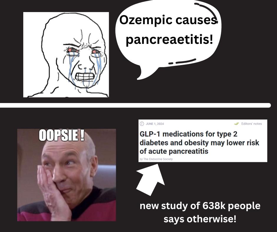 The narrative about pancreatitis and Ozempic/ GLP-1's gets obliterated by new study